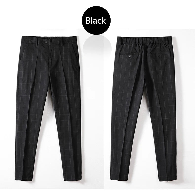 Thin Plaid Pattern Formal Dress Pants