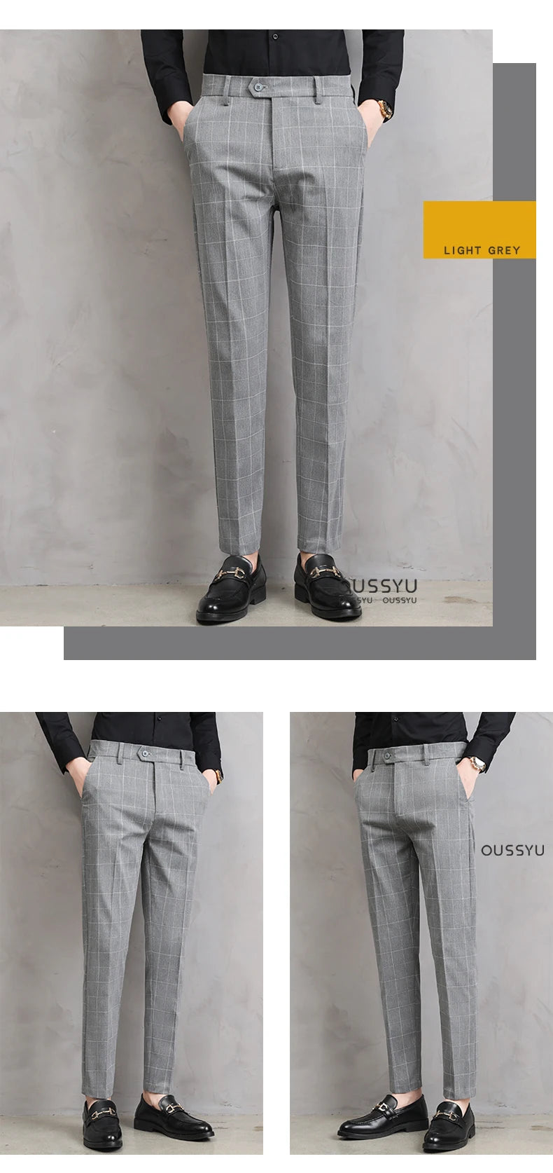 Thin Plaid Pattern Formal Dress Pants