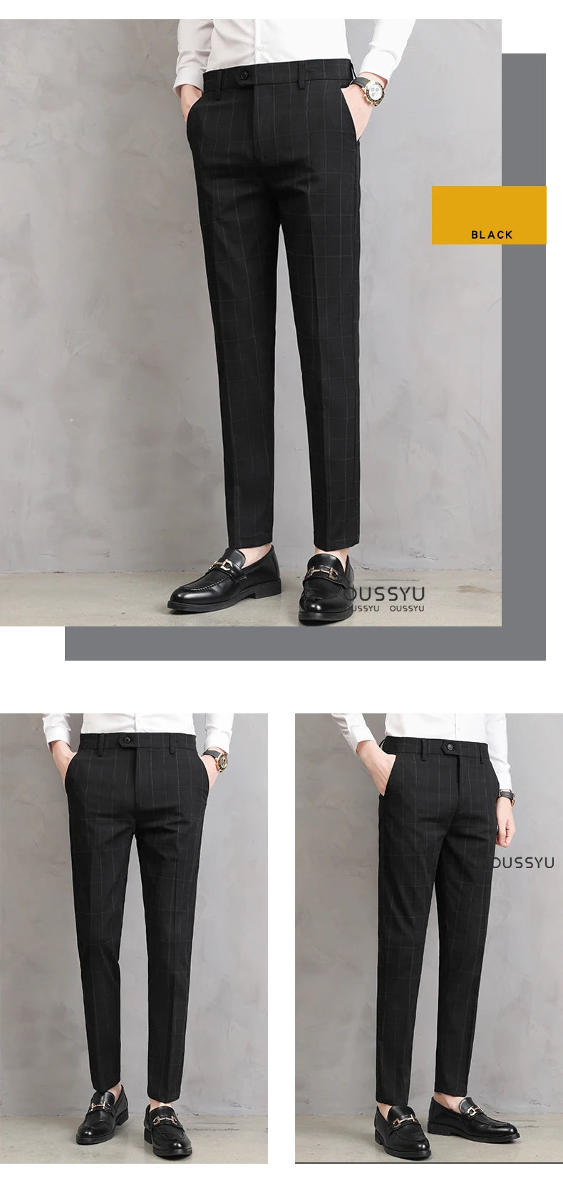 Thin Plaid Pattern Formal Dress Pants