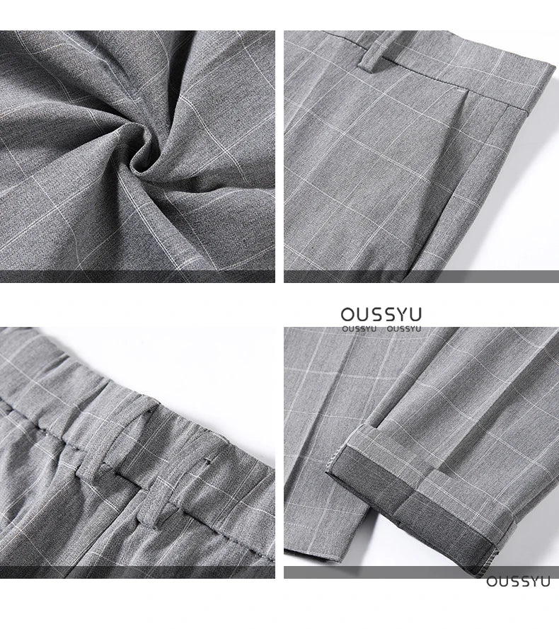 Thin Plaid Pattern Formal Dress Pants