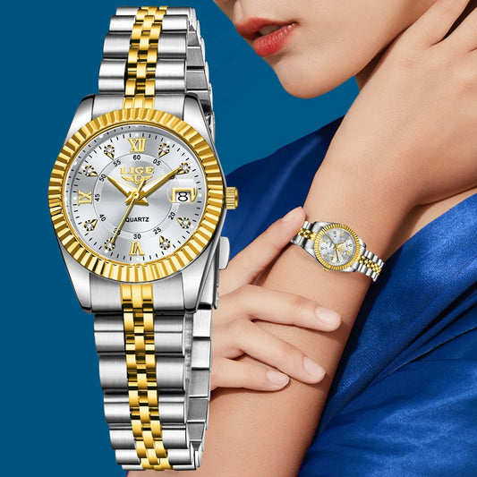 LIGE Luxury Ladies Stainless Steel Watch